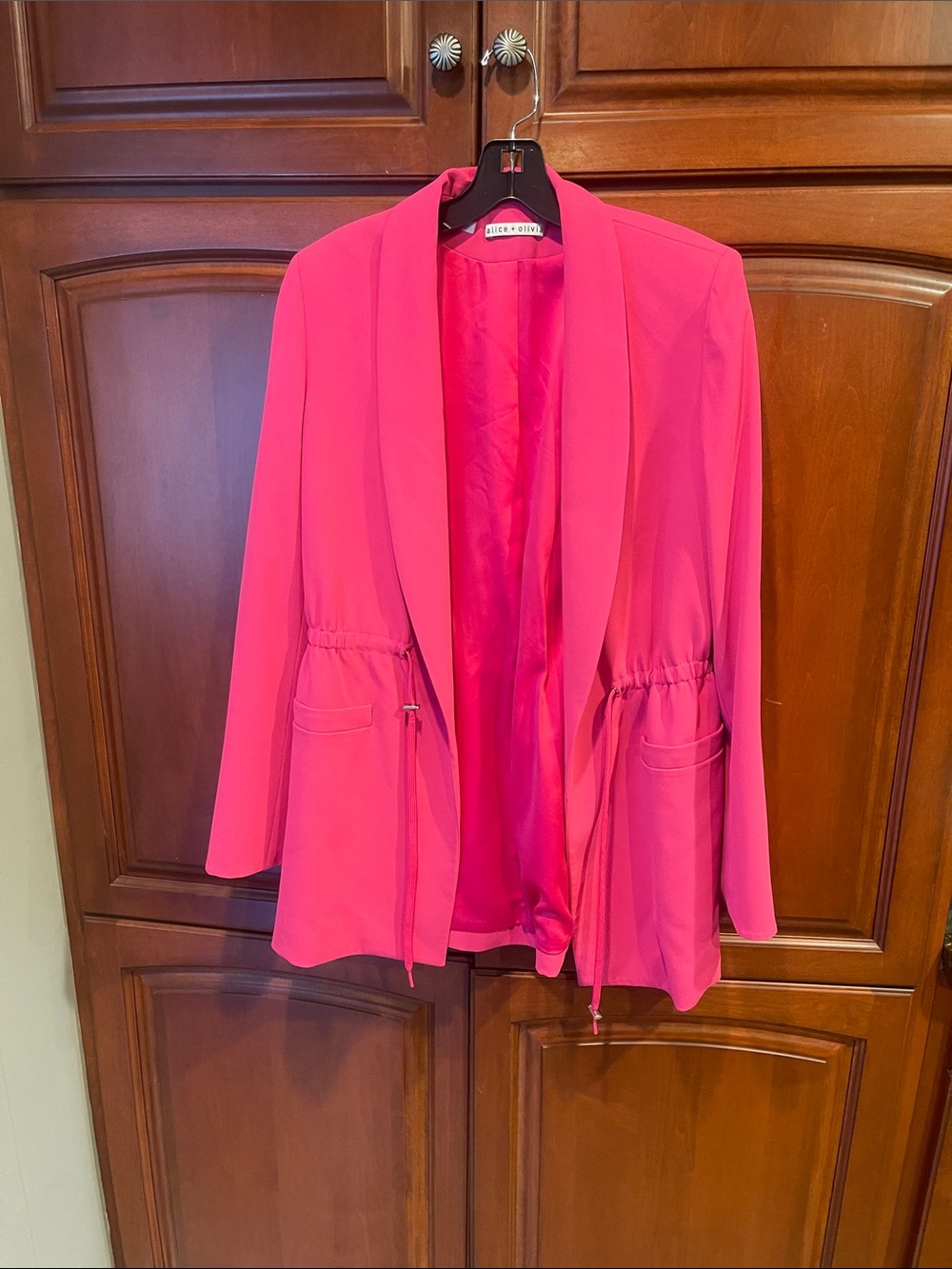 Alice + Olivia Hot Pink Drawstring Waist Blazer